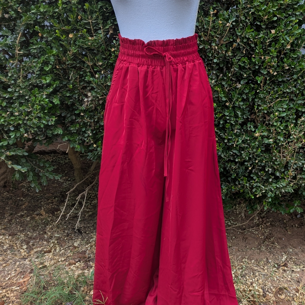 Red Wide-Leg Pants